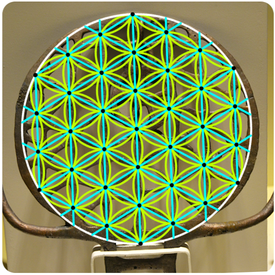 Hittite sun disc standard with a hexagonal geometric design